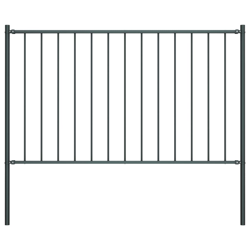 vidaXL Fence Panel with Posts Powder-coated Steel 1.7×0.75 m Anthracite