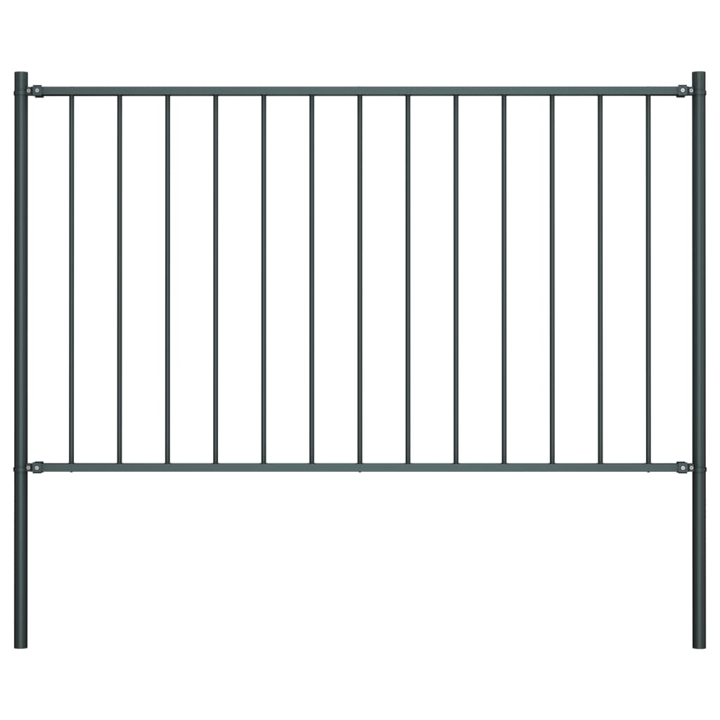 Image of vidaXL Fence Panel with Posts Powder-coated Steel 1.7x1 m Anthracite