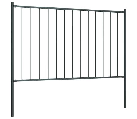 vidaXL Fence Panel with Posts Powder-coated Steel 1.7x1.25 m Anthracite