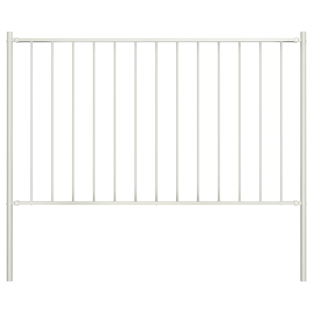 vidaXL Plotový panel se sloupky, práškově lakovaná ocel 1,81 x 0,75 m, bílý