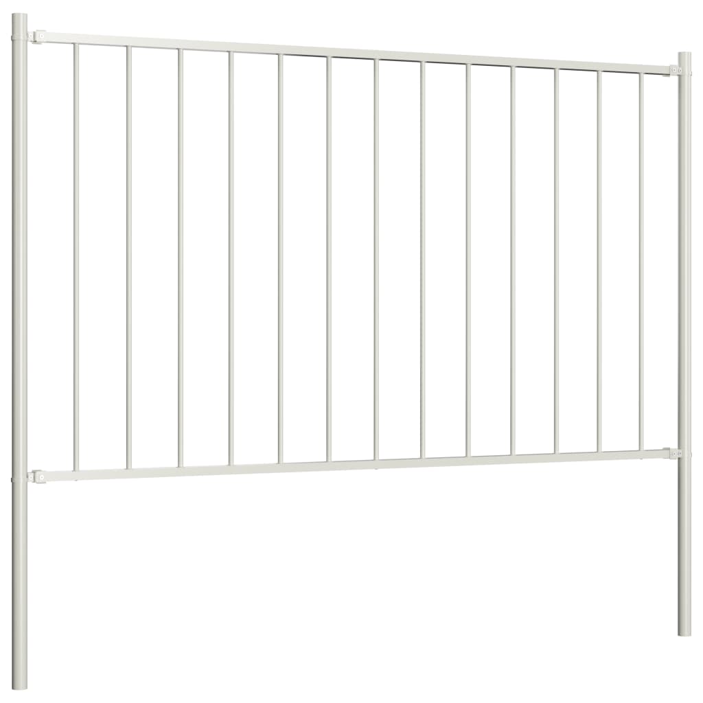 vidaXL Fence Panel with Posts Powder-coated Steel 1.7x0.75 m White