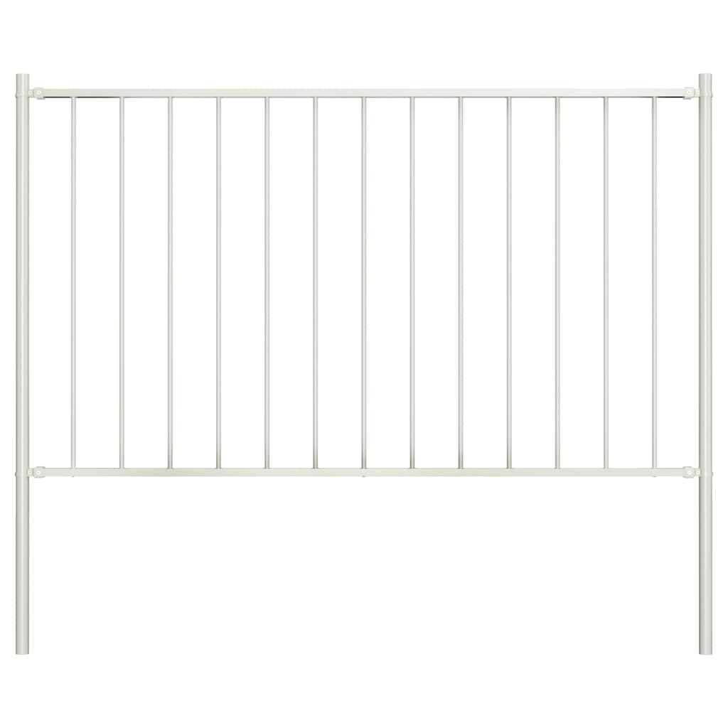 vidaXL Plotový panel se sloupky, práškově lakovaná ocel, 1,7 x 1 m, bílý