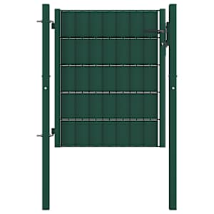 Ograjna vrata PVC in jeklo 100x81 cm zelena