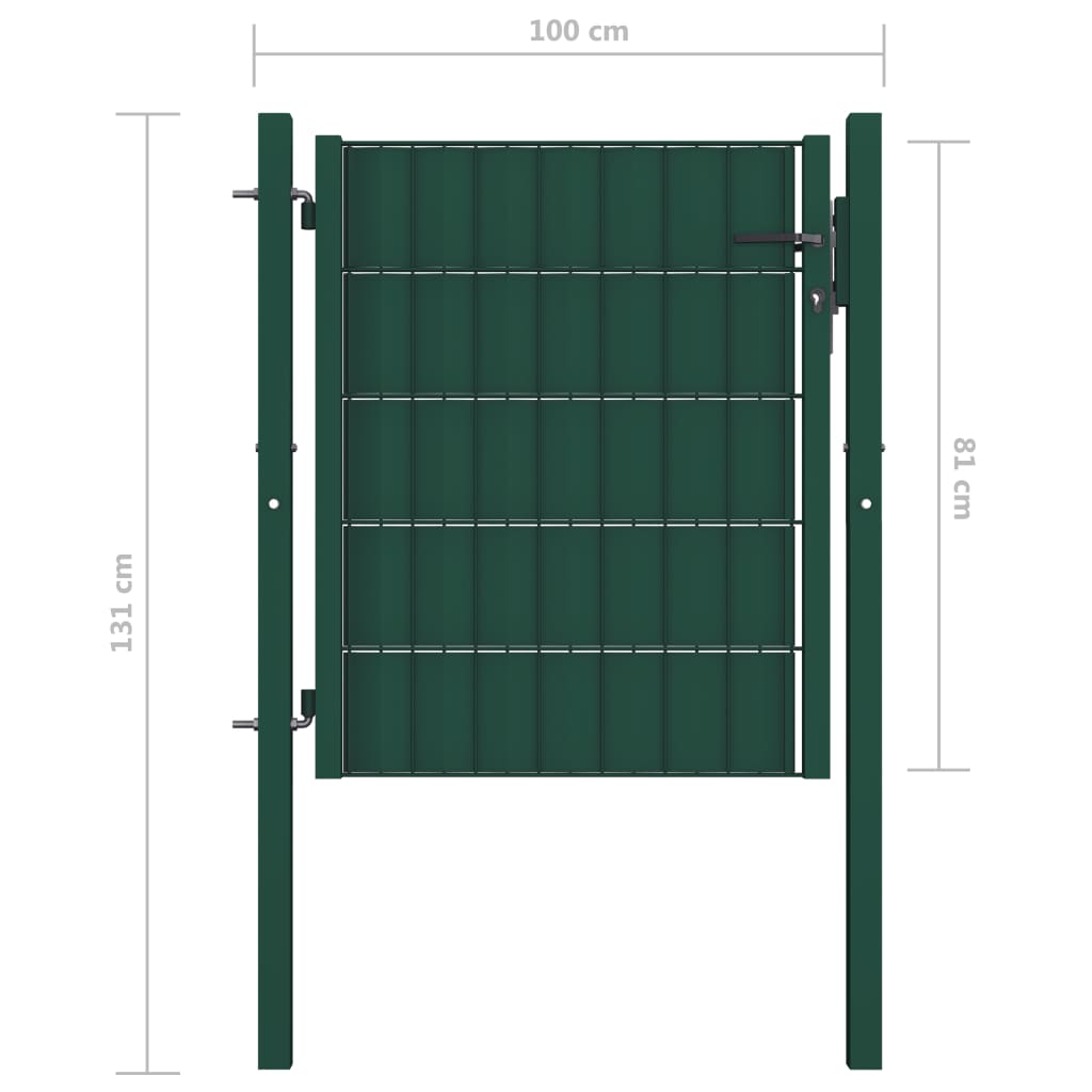 zöld PVC és acél kerítéskapu 100 x 81 cm