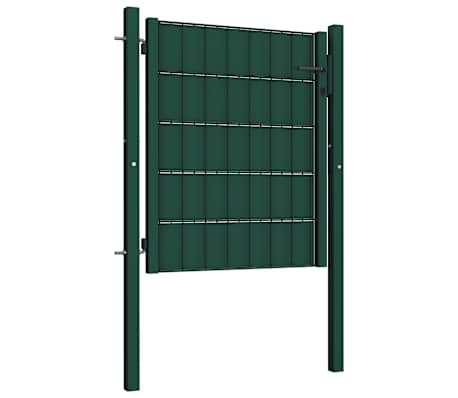 vidaXL Fence Gate PVC and Steel 100x81 cm Green