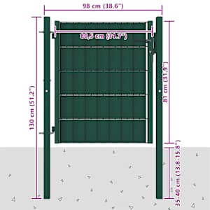 Plotová branka PVC a ocel 100 x 81 cm zelená - obrázek 4