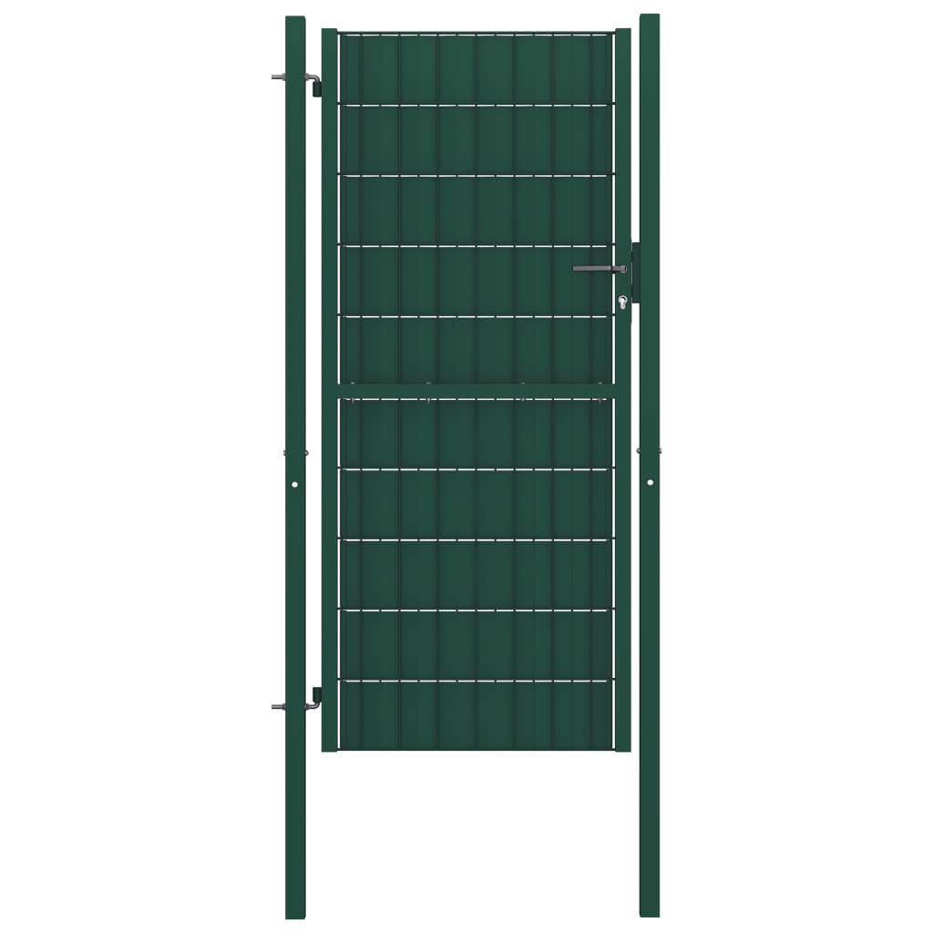 vidaXL Poartă de gard, verde, 100×124 cm, PVC și oțel vidaXL