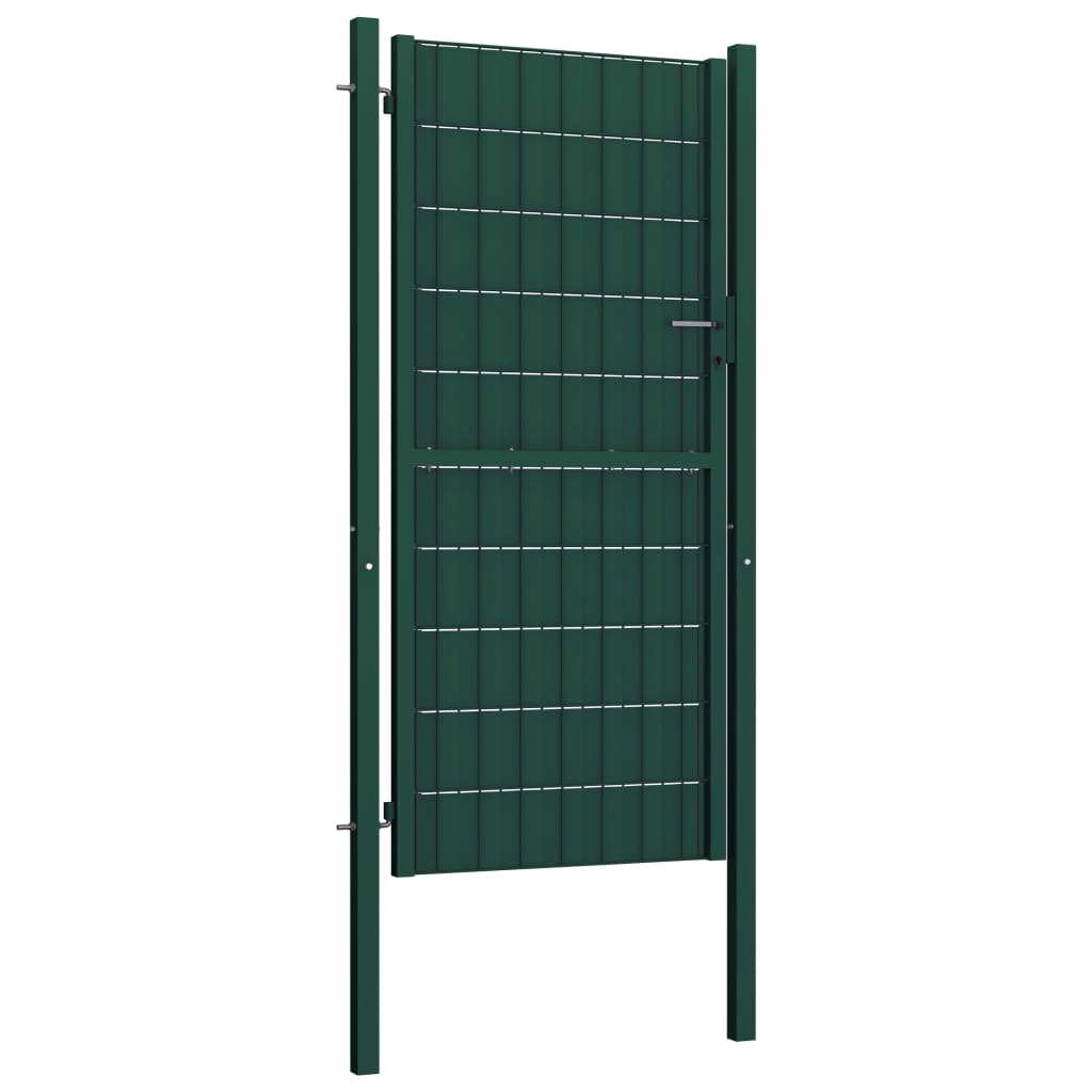 Poartă de gard, verde, 100×124 cm, PVC și oțel