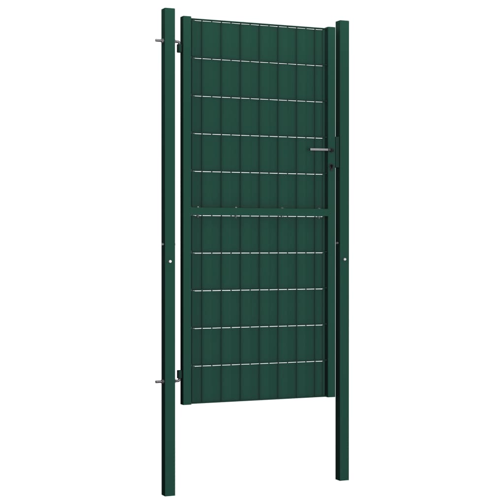 Poartă de gard, verde, 100x124 cm, PVC și oțel