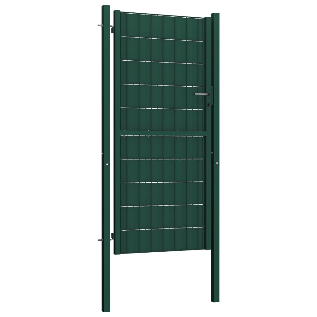 vidaXL Portão de cerca 100x164 cm PVC e aço verde