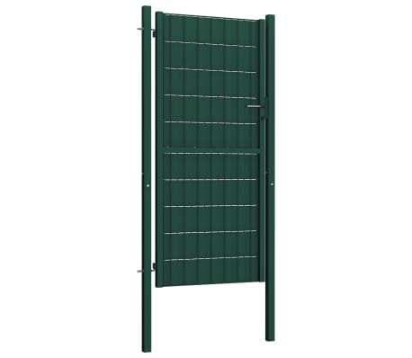 vidaXL Portão de cerca 100x164 cm PVC e aço verde