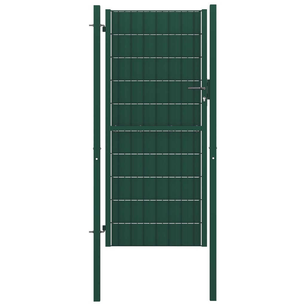 Puerta de valla de PVC y acero verde 100x204 cm
