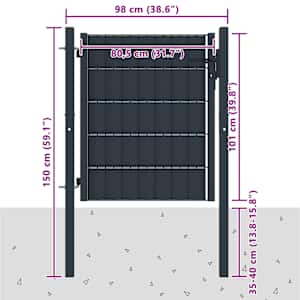 Plotová branka PVC a ocel 100 x 100 cm antracitová - obrázek 4