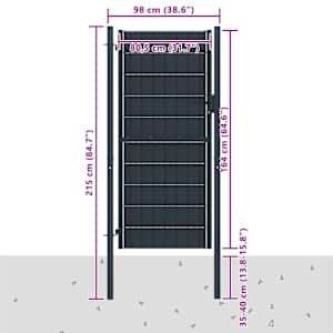Plotová branka PVC a ocel 100 x 164 cm antracitová - obrázek 4