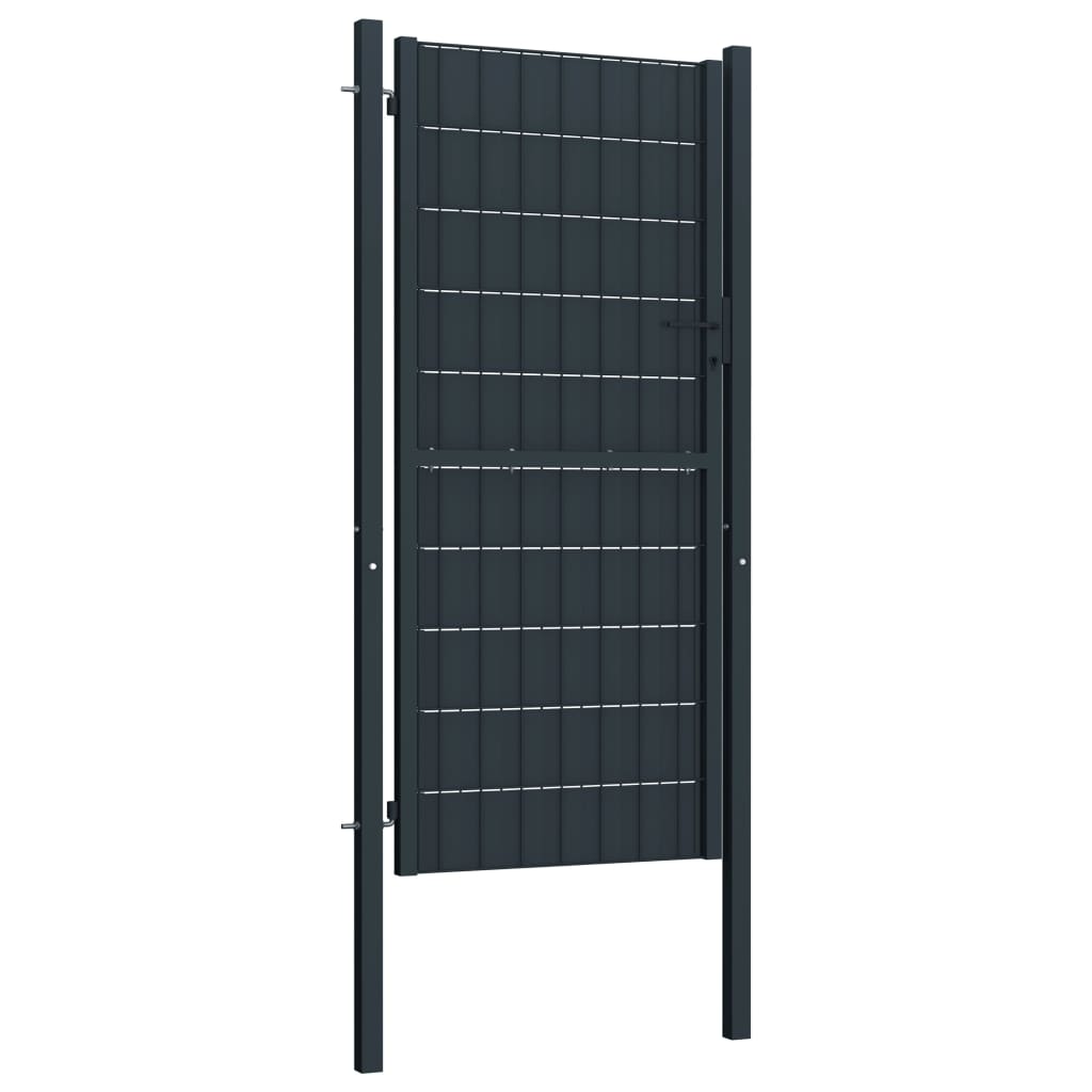 vidaXL Порта за ограда, PVC и стомана, 100x204 см, антрацит