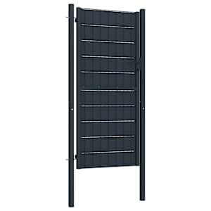 vidaXL Πόρτα Περίφραξης Ανθρακί 100 x 204 εκ. από PVC / Ατσάλι