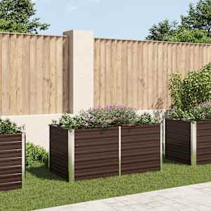 Dvignjeno cvetlično korito pocinkano jeklo 160x80x77 cm rjavo