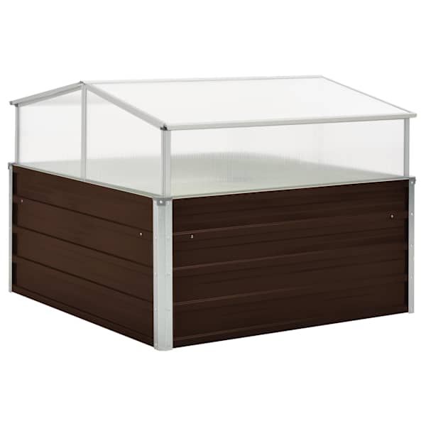 vidaXL kasvuhoone pruun 100 x 100 x 85 cm, tsingitud teras
