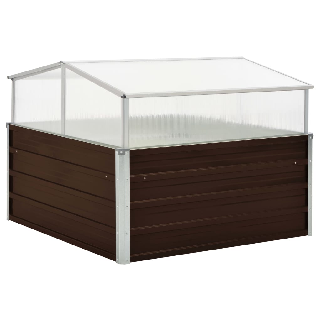 Image of vidaXL Greenhouse Brown 100x100x85 cm Galvanised Steel