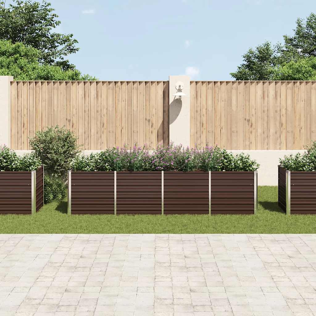 vidaXL Plantenbak verhoogd 320x80x77 cm gegalvaniseerd staal bruin afbeelding