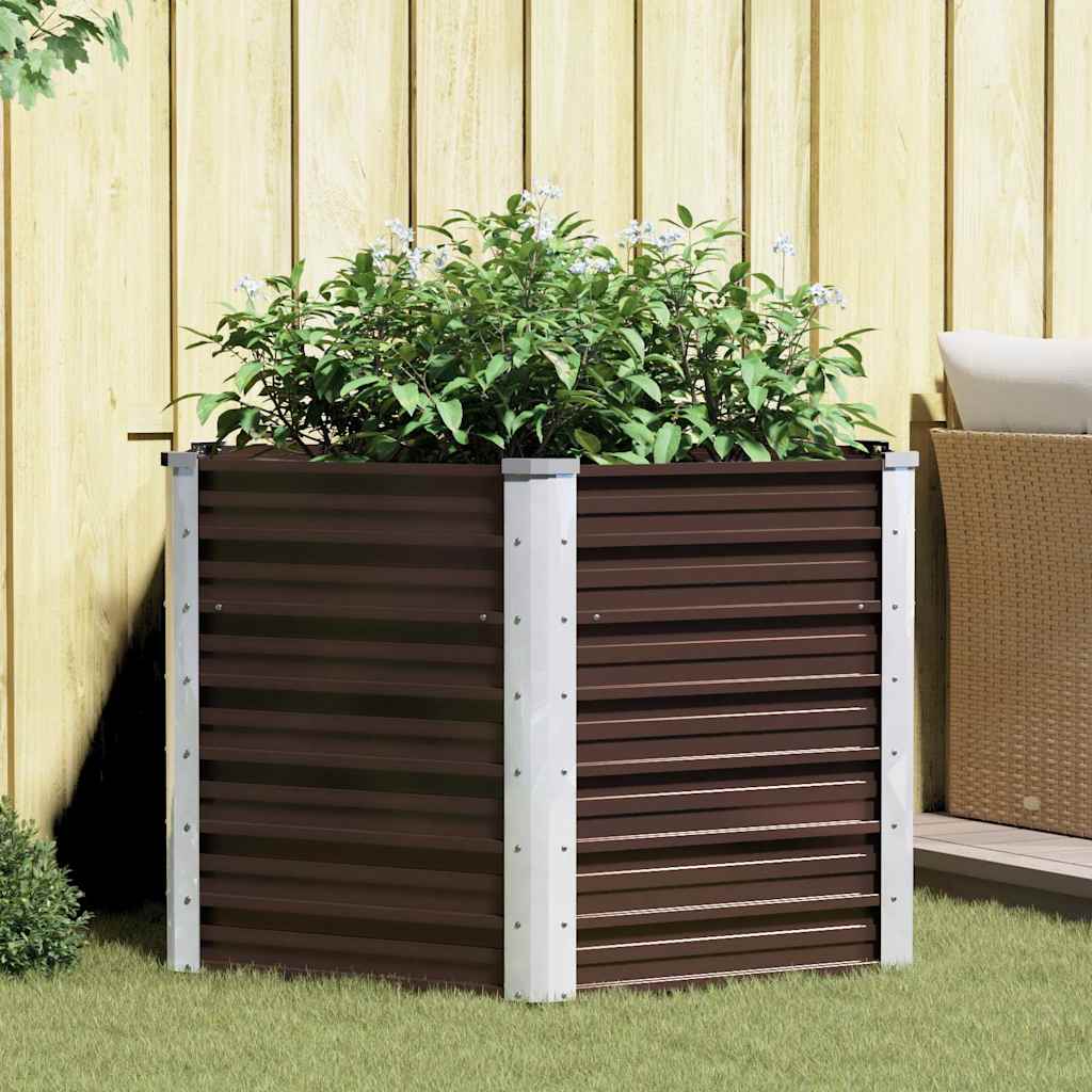 vidaXL Garten-Hochbeet Braun 129 x 129 x 77 cm Verzinkter Stahl