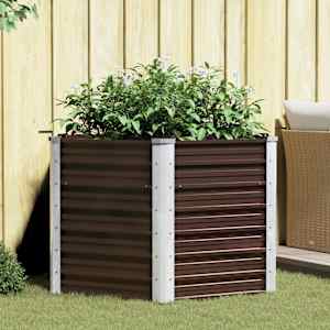 Visoka greda rjava 129x129x77 cm pocinkano jeklo