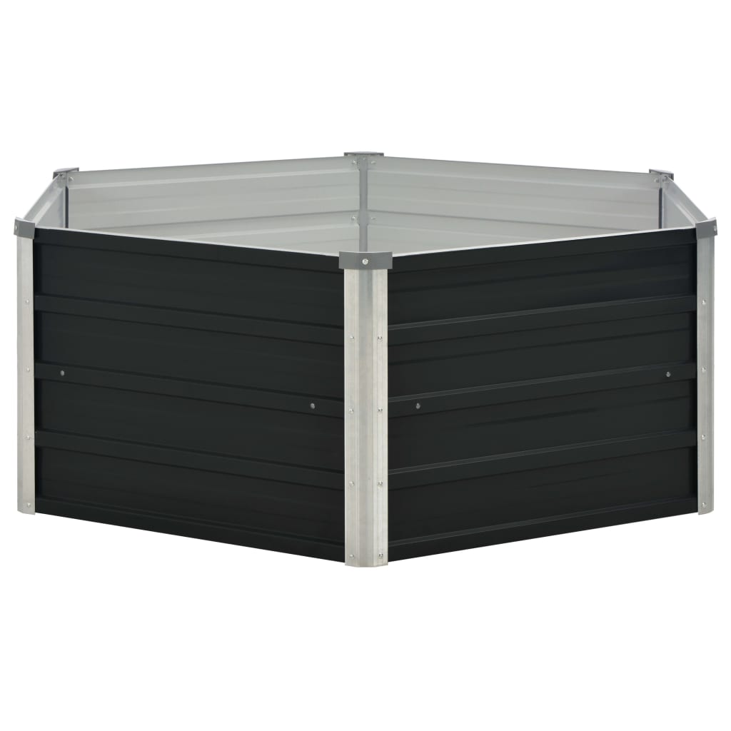 vidaXL Raised Garden Bed Anthracite 50.8"x50.8"x17.7" Galvanized Steel