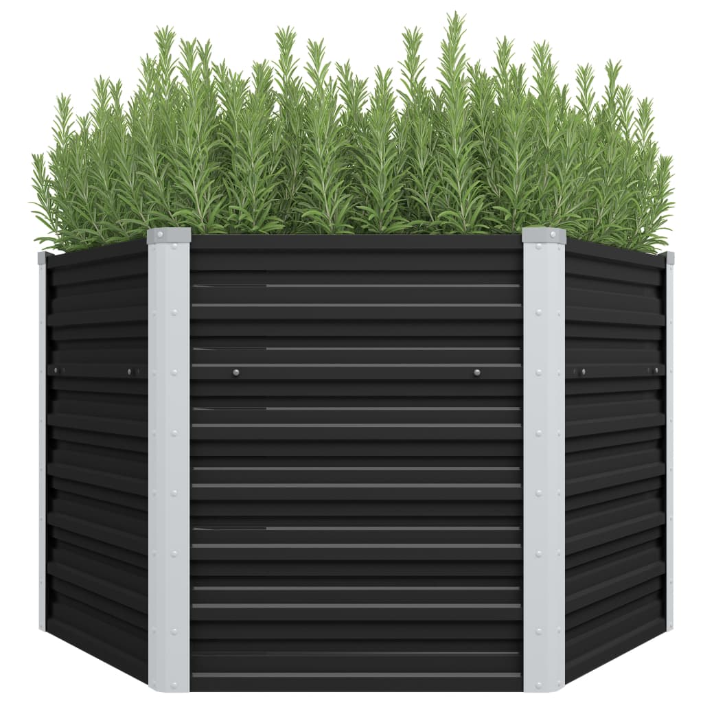 vidaXL Garten-Hochbeet Anthrazit 129 x 129 x 77 cm Verzinkter Stahl