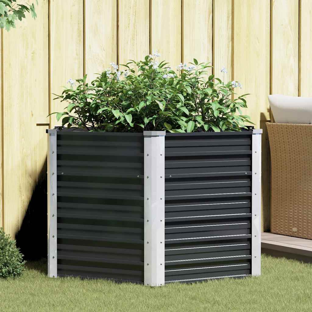 vidaXL Garten-Hochbeet Anthrazit 129 x 129 x 77 cm Verzinkter Stahl
