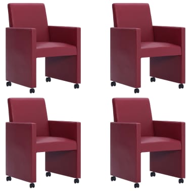 vidaXL Chaise de salle à manger 4 pcs Rouge bordeaux vidaXL Chaise de salle à manger 4 pcs Rouge bordeaux