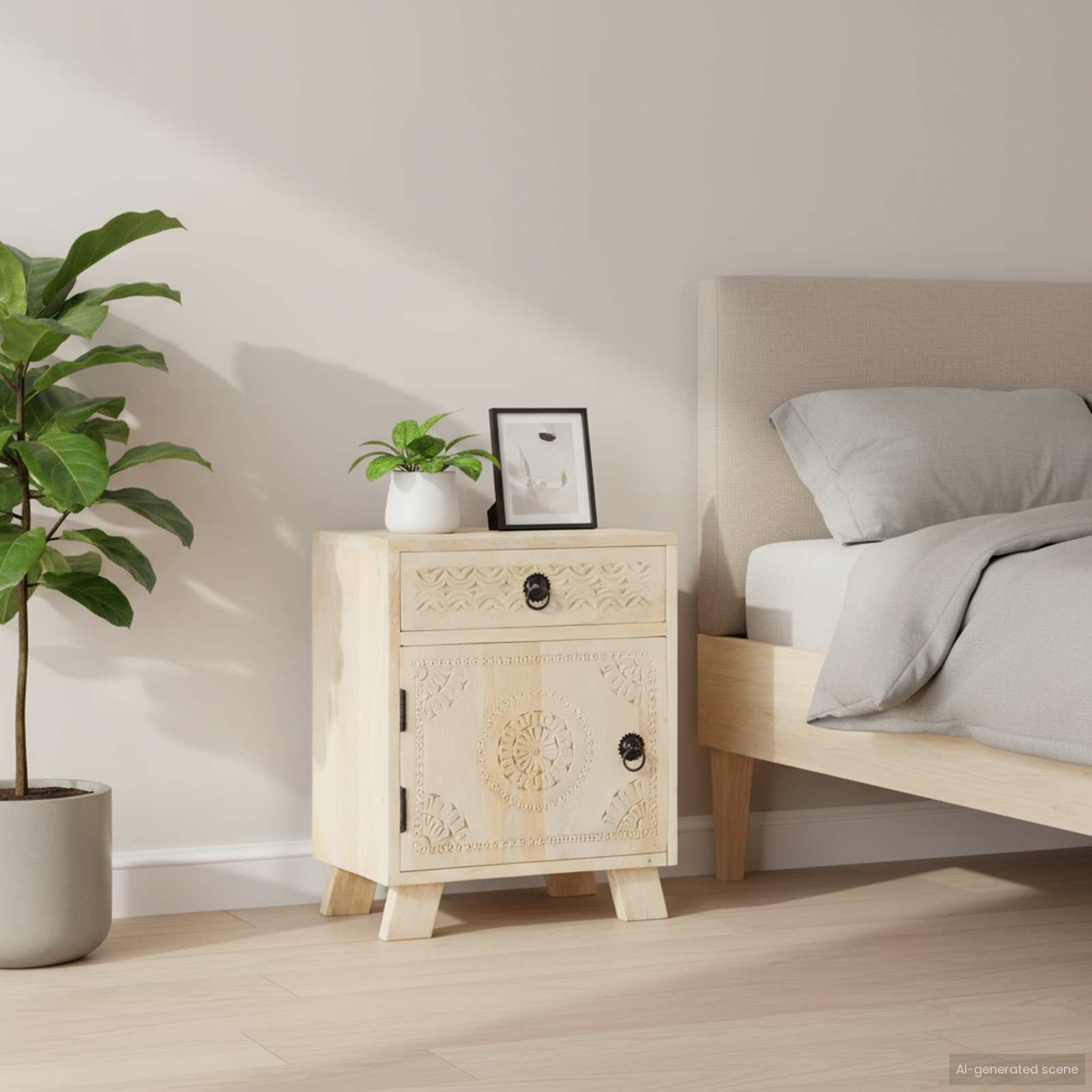 vidaXL Sängbord 40x30x50 cm massivt mangoträ