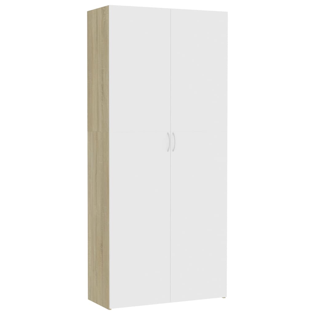 

vidaXL Storage Cabinet White and Sonoma Oak 31.5"x14"x70.9" Engineered Wood