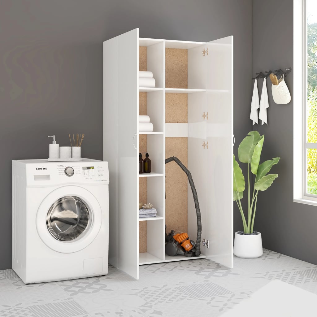 

vidaXL Opbergkast 80x35,5x180 cm spaanplaat hoogglans wit