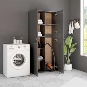 vidaXL Oppbevaringsskap h&oslash;yglans gr&aring; 80x35,5x180 cm konstruert tre