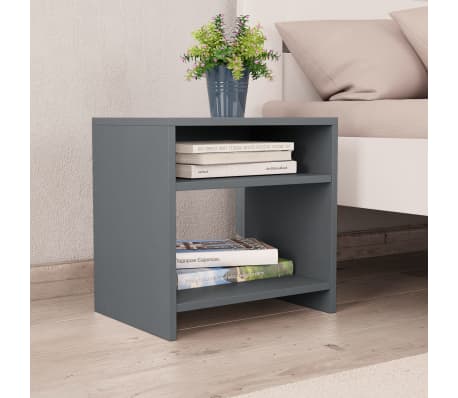 vidaXL 2 db szürke szerelt fa éjjeliszekrény 40 x 30 x 40 cm