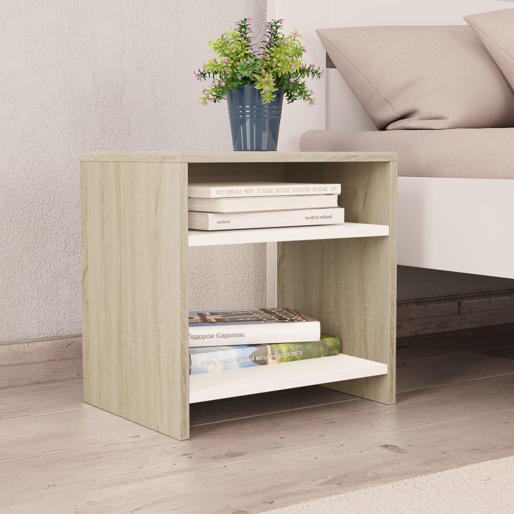 

vidaXL Nachtkastjes 2 st 40x30x40 cm spaanplaat wit sonoma eikenkleur
