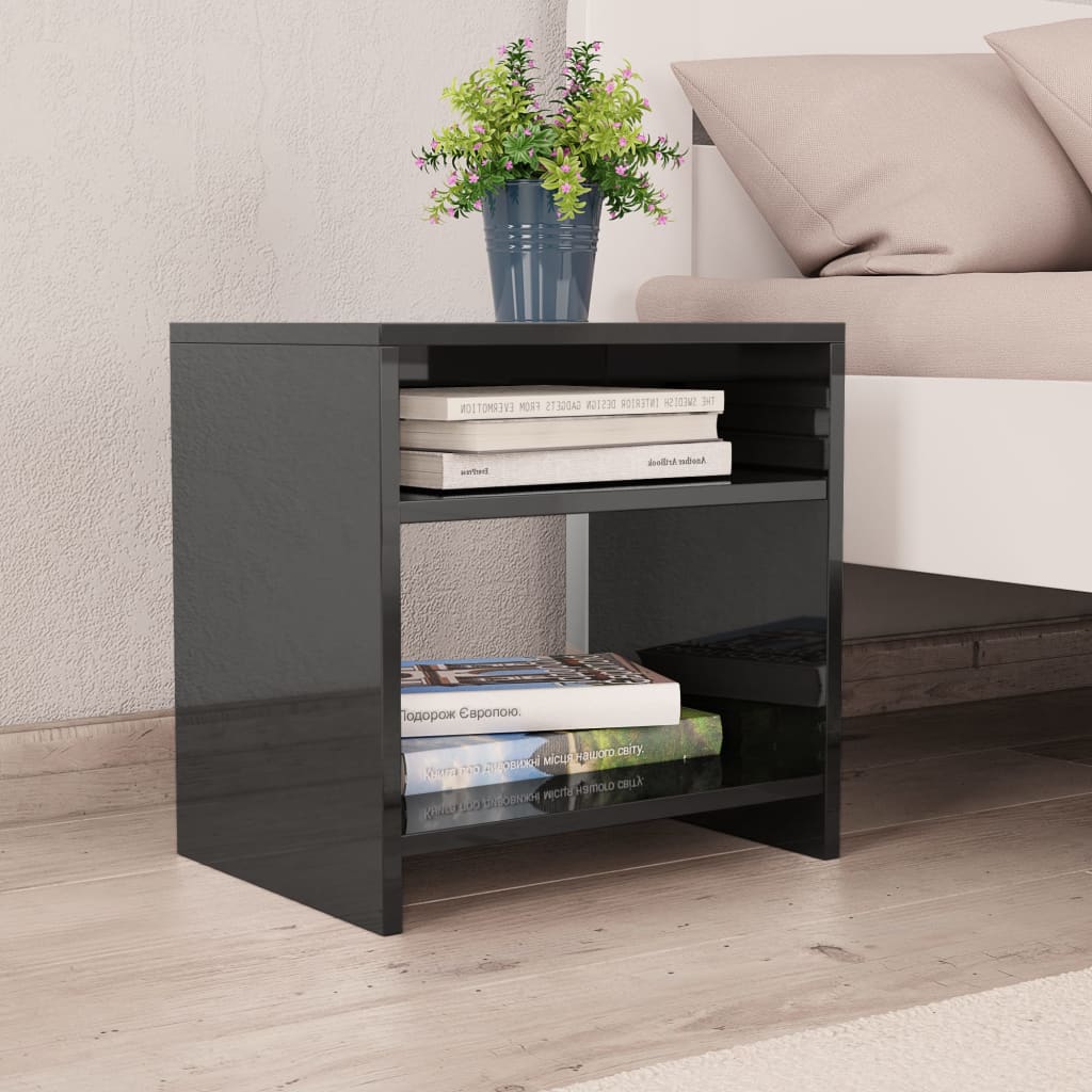 

vidaXL Nachtkastjes 2 st 40x30x40 cm spaanplaat hoogglans zwart