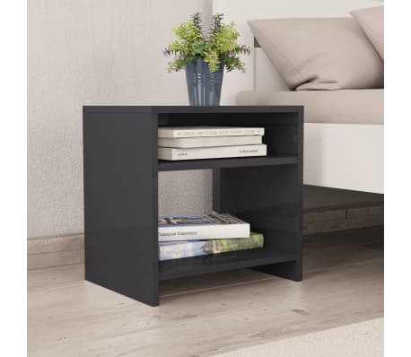 vidaXL Naktinės spintelės, 2vnt., pilkos, 40x30x40cm, apdirbta mediena