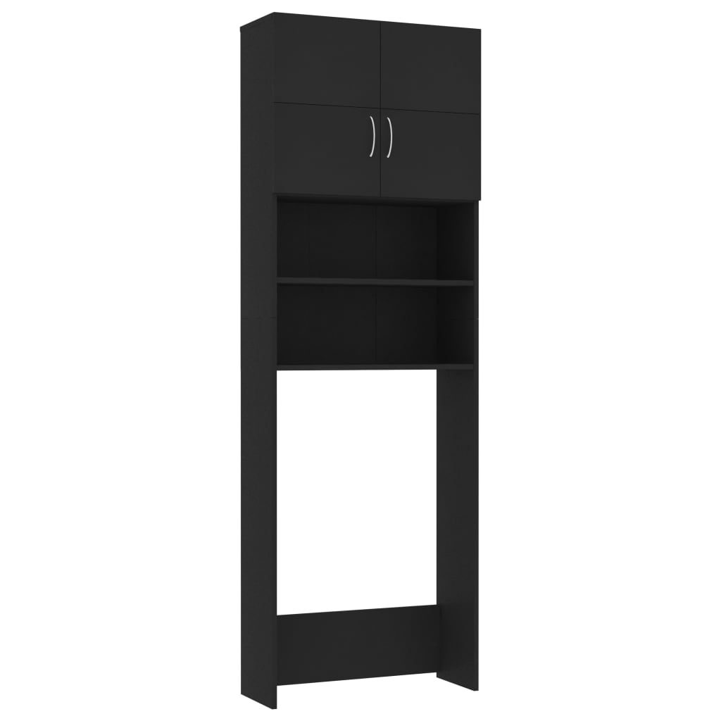 

vidaXL Washing Machine Cabinet Black 25.2"x10"x74.8" Chipboard
