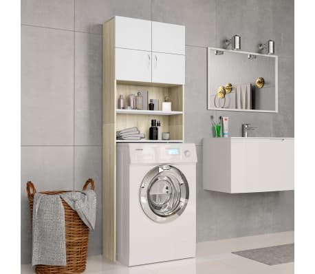 Vidaxl Washing Machine Cabinet White And Sonoma Oak Chipboard