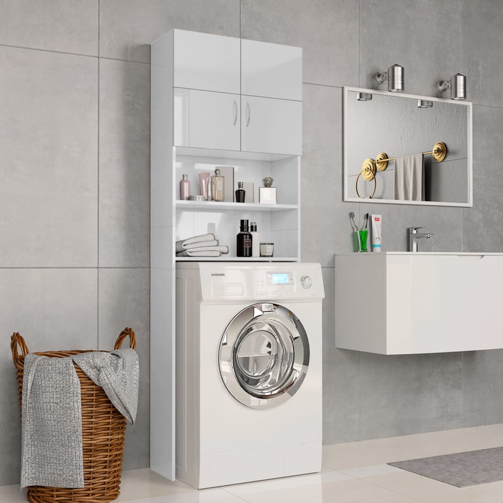 vidaXL Dulap mașina de spălat, alb extralucios, 64×25,5×190 cm vidaXL