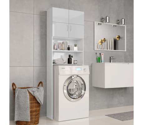 Wonderlijk vidaXL Washing Machine Cabinet High Gloss White Chipboard Bathroom ZI-21