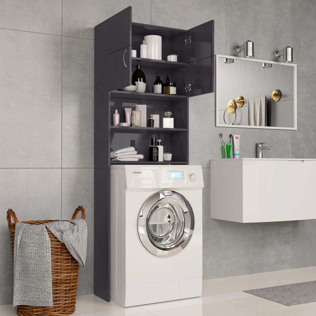 Armoire Pour Machine à Laver AKORD 64x98x50 Cm - Meuble Salle De Bain Blanc - Étagère De Rangement - Pour Machine Standard 60 Cm