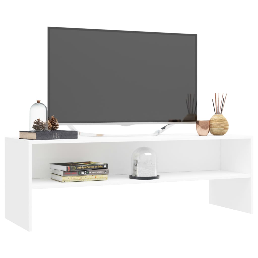 Meuble TV Blanc 120x40x40 cm Bois d’ingénierie | meublestv.fr 4