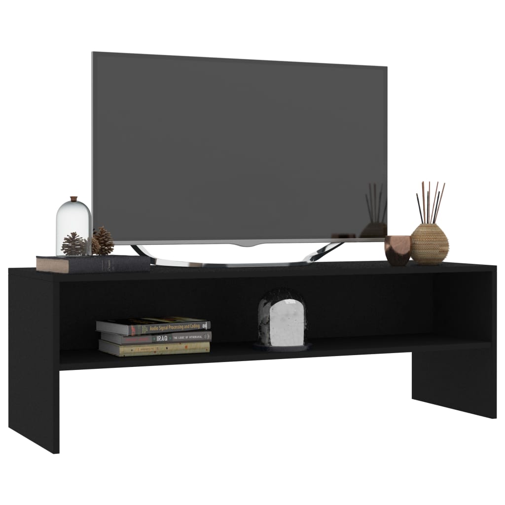 Fekete forgácslap TV-szekrény 120 x 40 x 40 cm 