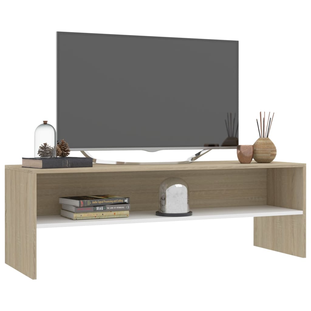 

vidaXL Tv-meubel 120x40x40 cm bewerkt hout wit en sonoma eikenkleurig