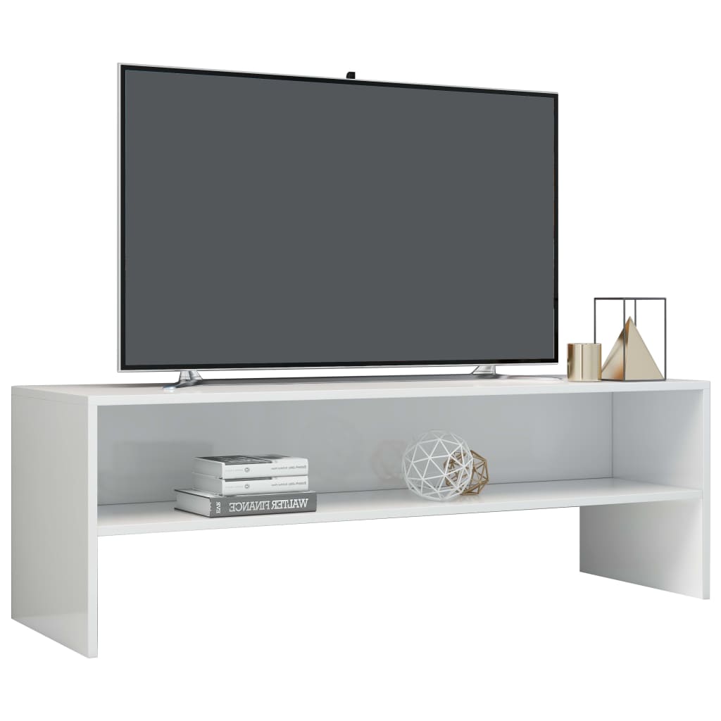 Meuble TV Blanc brillant 120 x 40 x 40 cm Aggloméré | meublestv.fr 4
