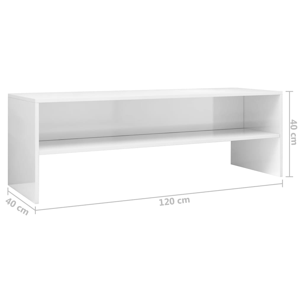 Meuble TV Blanc brillant 120 x 40 x 40 cm Aggloméré | meublestv.fr 7