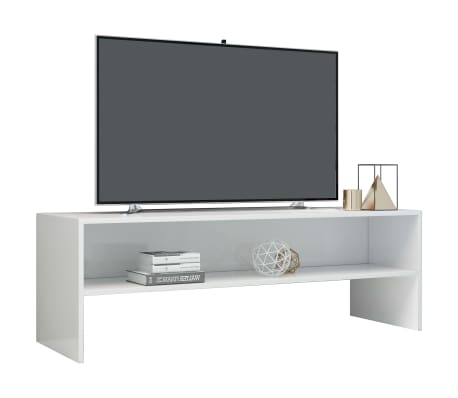 vidaXL Meuble TV Blanc brillant 120x40x40 cm Bois d'ingénierie