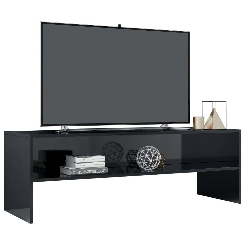 vidaXL TV Cabinet High Gloss Black 120x40x40 cm Engineered Wood